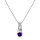 Collier en argent rhodi chane avec pendentif solitaire oxyde violet et feuillage 42+3cm