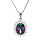 Collier en argent rhodi chane avec pendentif oxyde mystique arc en ciel et contour dentelle d'oxydes blancs 42+3cm