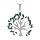 Collier en argent rhodi massif chane avec pendentif arbre de vie petit modle oxydes blancs et verts sertis 40+5cm