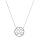 Collier en argent rhodi chane avec pendentif fleur de lotus contour cercle oxydes blancs sertis 39+4cm