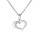 Collier en argent platin chane avec pendentif coeur oxydes blancs sertis 38+5cm