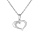 Collier en argent platiné chaîne avec pendentif coeur oxydes blancs sertis 38+5cm