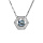 Collier en argent rhodi pendentif oxyde bleu ciel et contour oxydes blancs 42+3cm