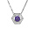 Collier en argent rhodi pendentif oxyde violet et contour oxydes blancs 42+3cm