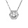 Collier en argent rhodi pendentif oxyde blanc et contour oxydes blancs 42+3cm
