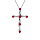 Collier en argent rhodi pendentif croix avec oxydes fushia 41+3cm