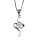 Collier en argent rhodi chane avec pendentif 2 brins en S avec oxyde blanc au centre - longueur 42cm + 3cm de rallonge