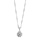 Collier en argent rhodi chane avec pendentif trfle  4 feuilles orn d'oxydes blanches - longueur 42cm + 3cm de rallonge