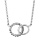 Collier en argent rhodi chane avec pendentif 2 anneaux de taille diffrente emmaills, 1 gros orn d'oxydes blancs et le petit lisse - longueur 40cm + 2cm de rallonge