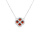 Collier en argent rhodi pendentif trfle agate rouge vritable contour oxydes blancs  40+5cm