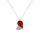 Collier en argent rhodi avec pendentif coeur avec oxydes blancs et agate rouge - 39+4cm