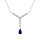 Collier en argent rhodi forme Y oxyde centrale bleu et oxydes blancs sertis 42+3cm