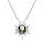 Collier en argent rhodi fleur oxyde vert et contour oxydes blancs 42+3cm