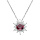 Collier en argent rhodi fleur oxyde rose et contour oxydes blancs 42+3cm