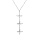 Collier en argent rhodi trois fleurs oxydes blancs - 42+3cm