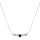 Collier en argent rhodi chane avec pendentif barrette Saphir vritable et Topazes blanches 42+3cm