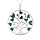 Collier en argent rhodi massif chane avec pendentif arbre de vie 30mm et coeurs oxydes verts 44,5+4,5cm