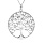 Collier en argent rhodi chane avec pendentif mdaille dcoupe arbre de vie 30mm oxydes blancs sertis 42+3cm