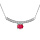 Collier en argent rhodi chane avec pendentif Rubis vritable et barre de Topazes blanches 42+3cm