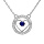Collier en argent rhodi chane avec pendentif coeur Saphir vritable et contour Topazes blanches 42+3cm