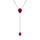 Collier en argent rhodi forme cravate avec gouttes d'oxyde rouge et contour d'oxydes blancs - 39+5cm