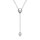 Collier en argent rhodi forme cravate avec gouttes d'oxyde blancs et contour d'oxydes blancs - 39+5cm