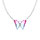 Collier en argent rhodi papillon 20x15mm verre dgrad rose et orn d'oxydes blancs sertis - 42+3cm