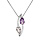 Collier en argent rhodi chane avec pendentif 2 brins pierres Amethyste vritable et Topaze blanc 42+3cm