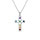 Collier en argent rhodi pendentif chakra croix 22mm x 15mm 7 oxydes - 40+5cm