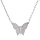 Collier en argent rhodi chane avec papillon pav d'oxydes blancs sertis rglable 39, 41 et 43cm