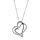 Collier en argent rhodi chane boule avec pendentif 2 coeurs entremls, 1 lisse et l'autre ouvrag - longueur 43cm + 3cm de rallonge