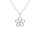 Collier en argent rhodi pendentif fleur ajoure avec oxyde blanc central- 39+4cm