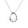 Collier en argent rhodi pendentif goutte par d'oxydes verts et blancs sertis - 40+2+2cm