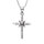 Collier en argent rhodi chane avec pendentif croix orne d'oxydes blancs et avec petit X lisse au milieu - longueur 45cm