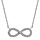 Collier en argent rhodi chane avec pendentif symbole infini orn d'oxydes blancs au milieu - longueur 40cm + 4cm de rallonge