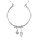 Collier en argent rhodi chane avec pendentif cercle avec anneaux et pampilles motif plume et oxyde blanc serti 42+2,5cm