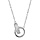Collier en argent rhodi chane avec pendentif 2 anneaux emmaills, 1 lisse et l'autre orn d'oxydes blancs sertis - longueur 40cm + 4cm de rallonge