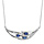 Collier en argent rhodi collection joaillerie chane avec pendentif grappe avec 3 navettes en oxydes bleus et rails d'oxydes blancs sertis - longueur 42cm + 3cm de rallonge