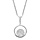 Collier en argent rhodi chane avec pendentif anneau avec rond pav d'oxydes blancs sertis  l'intrieur et blire orne d'oxydes blancs - longueur 40cm + 4cm de rallonge