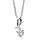 Collier en argent rhodi chane avec pendentif brin lisse faisant 1 boucle avec 1 oxyde blanc serti  l'extrmit - longueur 40cm + 4cm de rallonge