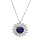 Collier en argent rhodi chane avec pendentif soleil stylis et Lapis Lazuli vritable 42+3cm