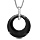 Collier en argent rhodi chane avec pendentif cercle cramique noire barrette oxydes sertis 42+3cm