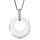 Collier en argent rhodi chane avec pendentif cercle cramique blanche barrette oxydes sertis 42+3cm