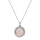 Collier en argent rhodi chane avec pendentif pierre Quartz rose naturelle ronde et contour d'oxydes blancs sertis 42+3cm