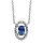 Collier en argent rhodi collection joaillerie chane avec pendentif oxyde ovale bleu et entourage d'oxydes blancs sertis - longueur 40cm + 4cm de rallonge
