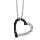 Collier en argent rhodi chane avec pendentif coeur vid avec 1 moiti en oxydes blancs sertis et l'autre en oxydes noirs - longueur 40cm + 4cm de rallonge