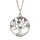 Collier en argent rhodi chane avec pendentif rond arbre de vie dcoup et empierr multi couleurs 42+3cm