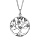 Collier en argent rhodi chane avec pendentif cercle suspendu avec arbre de vie dcoup et orn d'oxydes blancs  l'intrieur - longueur 42cm + 3cm de rallonge