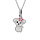 Collier en argent rhodi chane avec pendentif koala blanc et fleur 36+2cm