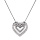 Collier en argent rhodi chane avec pendentif coeur oxydes blancs 41+3cm